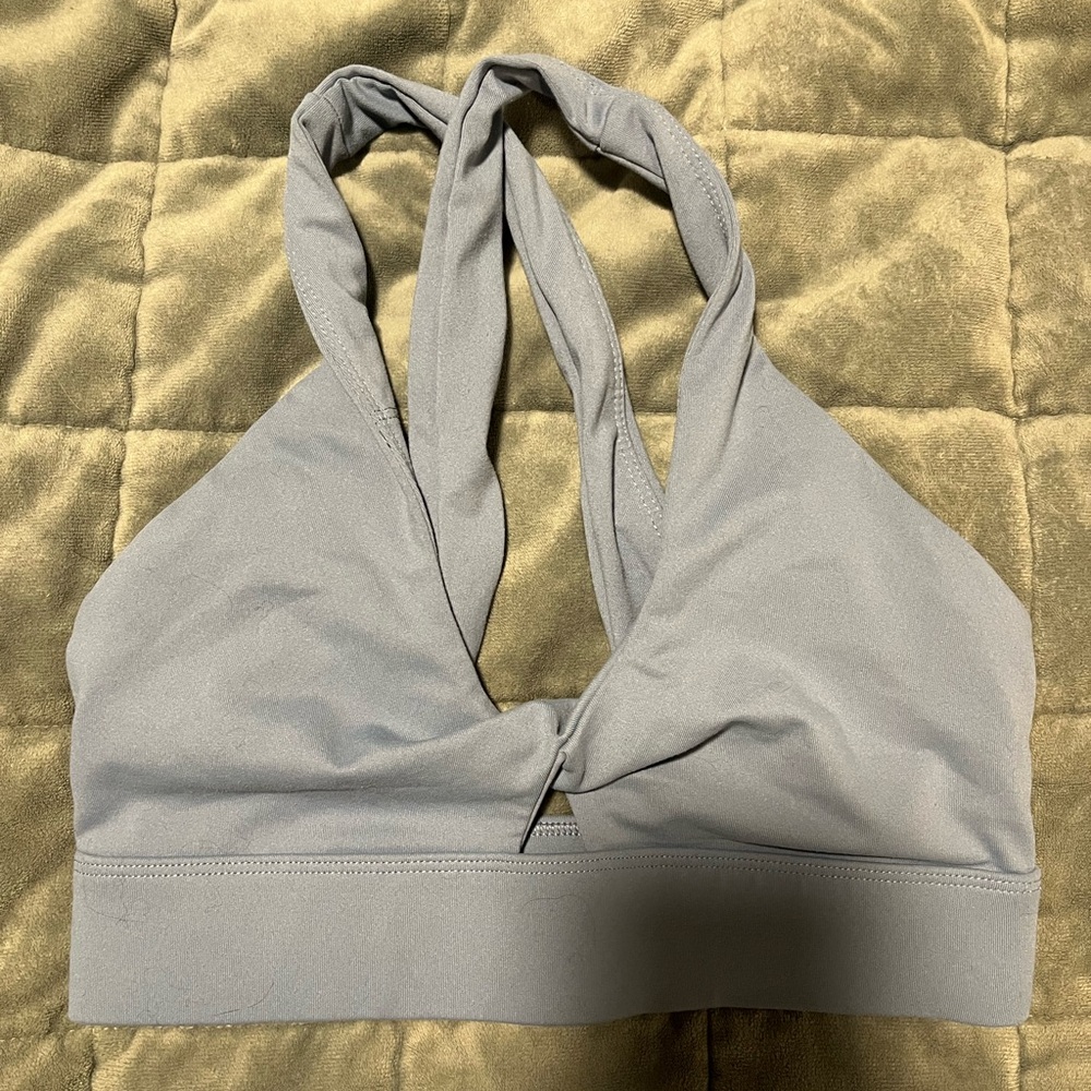 Fabletics Oasis Twist Sports Bra Sky Blue